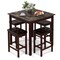 Costway 5 PCS Bar Table Set Square Dining Table & 4 PVC Leather Upholstered Bar Stools Brown/White